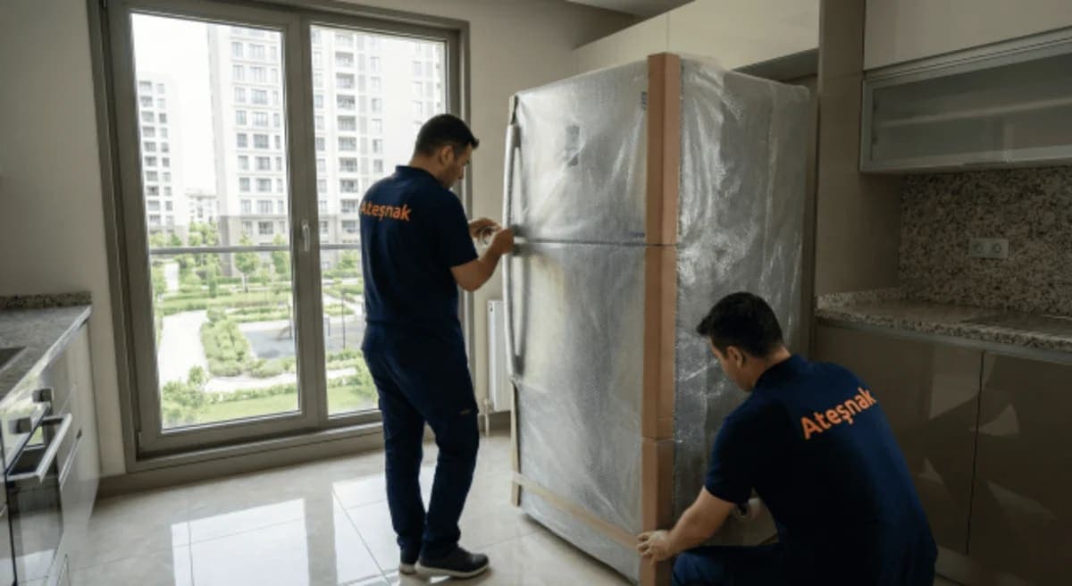 Ateşnak kamyon ve asansörü evden eve nakliyat yaparken