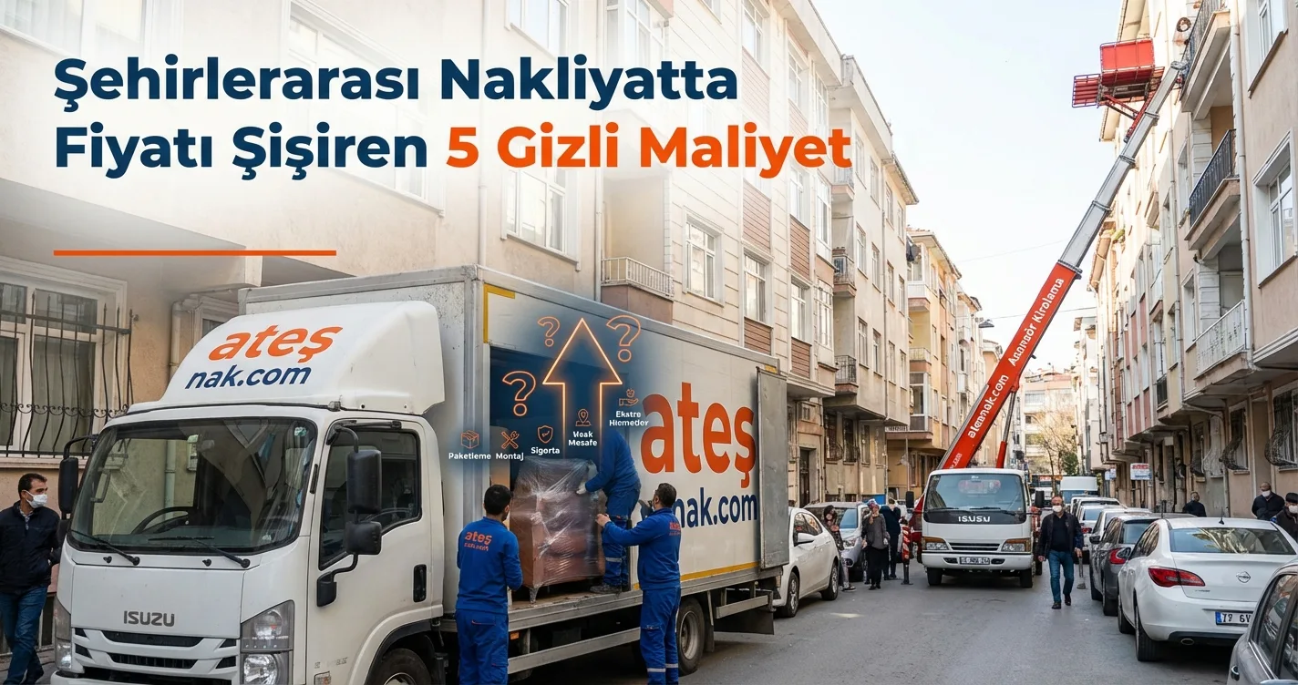 Şehirler arası nakliye aracı ve paketlenmiş eşyaların araca yüklenme süreci