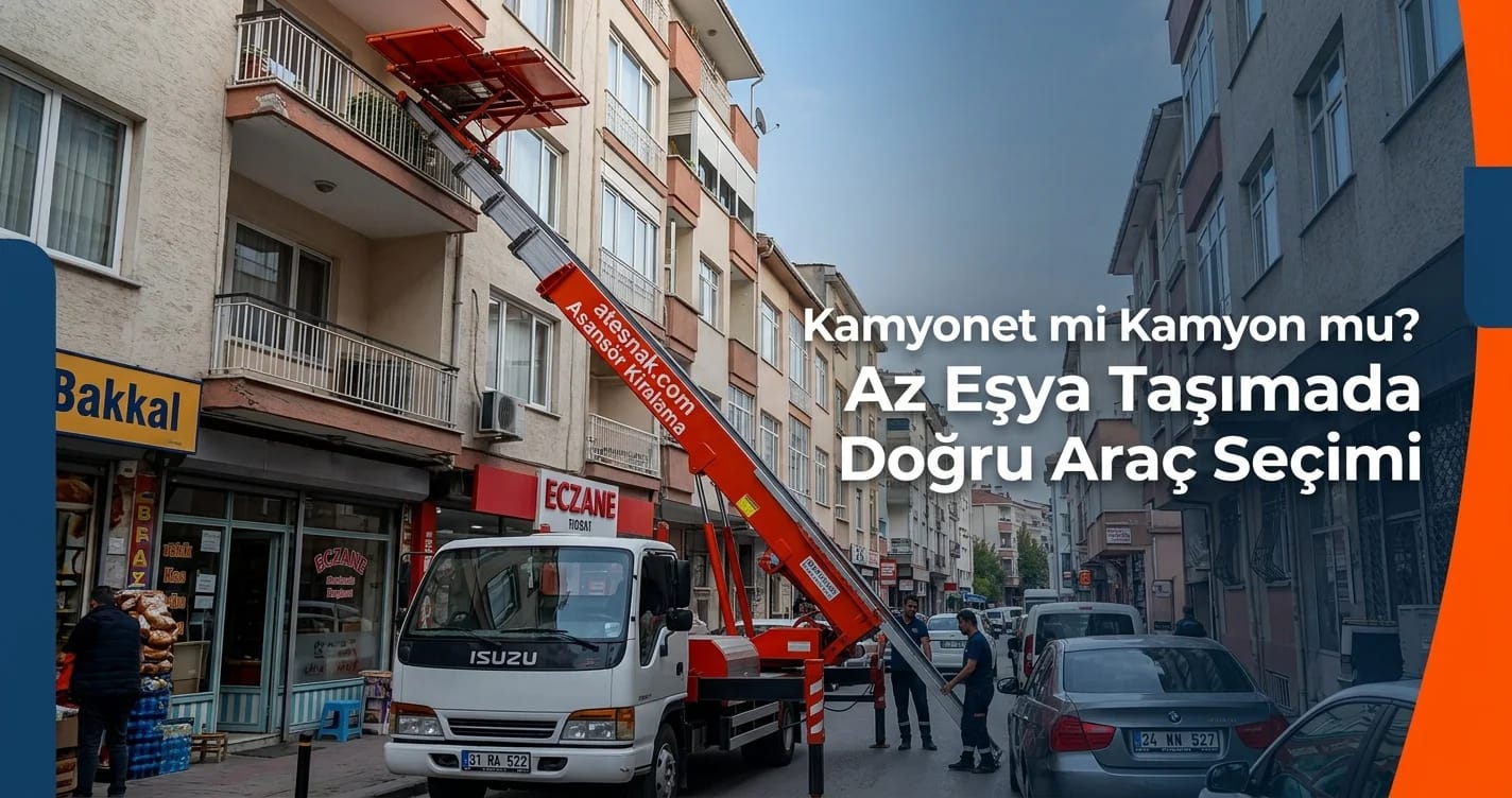 Az eşya taşıma işlemi için hazırlanan kamyonet ve nakliye araçları