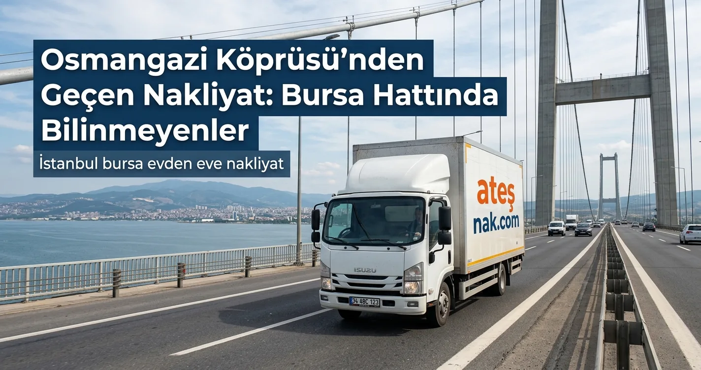 Osmangazi Köprüsü üzerinden geçen profesyonel nakliye aracı