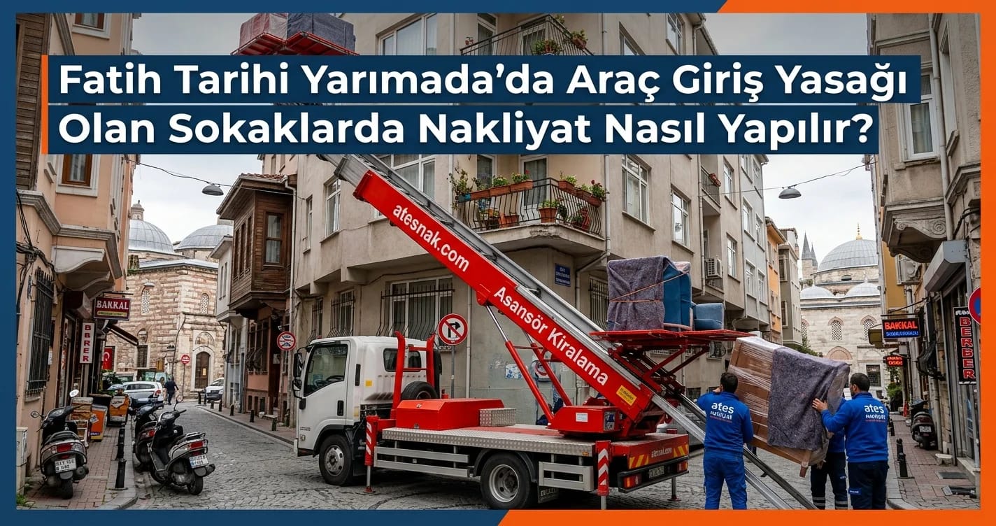 Fatih tarihi yarımada dar sokaklarda evden eve nakliyat aracı ve taşıma süreci